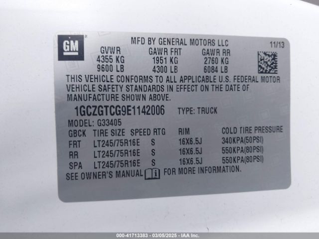 1GCZGTCG9E1142006 Chevrolet Express 3500 Work Van