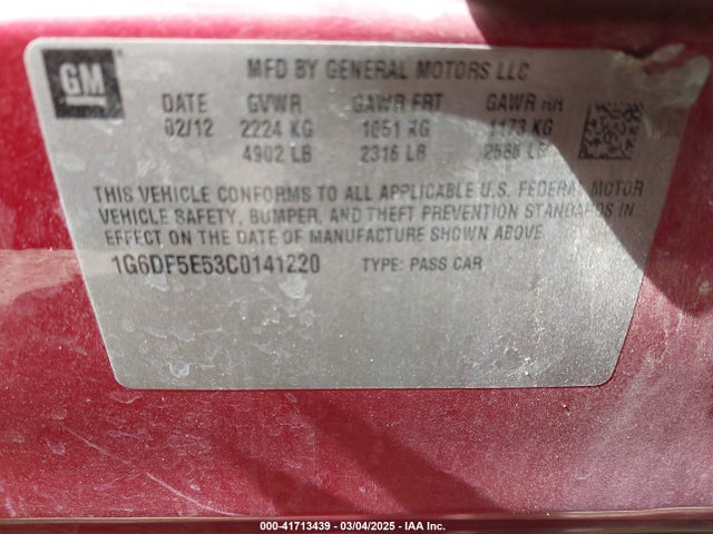2012 CADILLAC CTS 1G6DF5E53C0141220 Photo 8