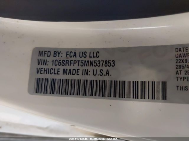 1C6SRFPT5MN537853 RAM 1500 Limited  4x4 6'4 Box