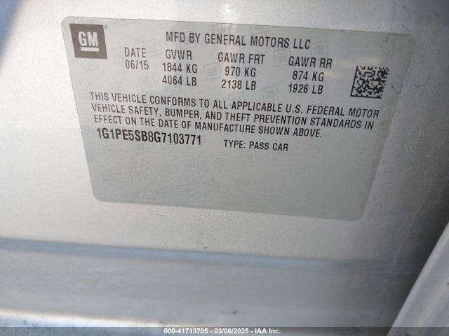 1G1PE5SB8G7103771 Chevrolet Cruze Limited 1lt Auto