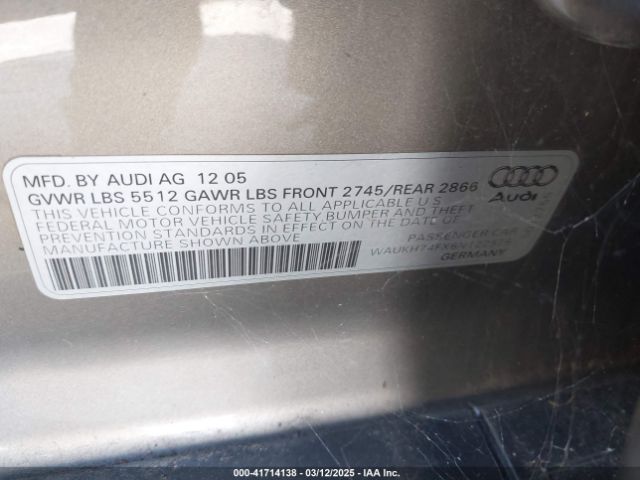 2006 AUDI A6 WAUKH74FX6N122575 Photo 8