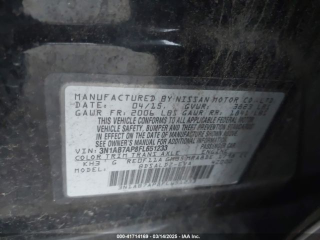 3N1AB7AP8FL651233 Nissan Sentra Fe+ S/s/sl/sr/sv