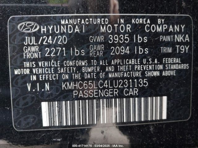 KMHC65LC4LU231135 Hyundai Ioniq Hybrid Blue