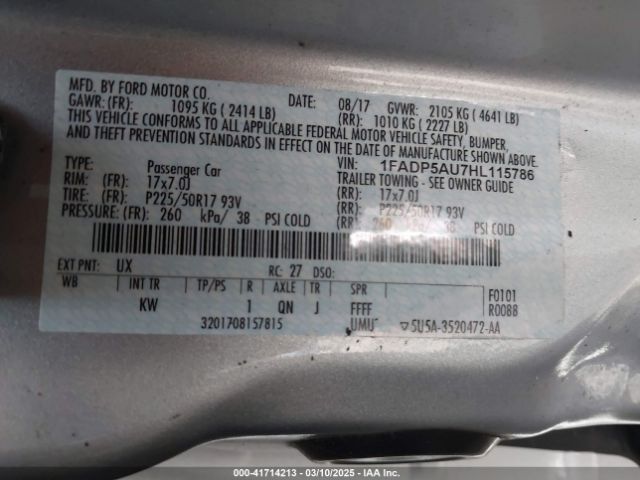 1FADP5AU7HL115786 Ford C-max Hybrid Se