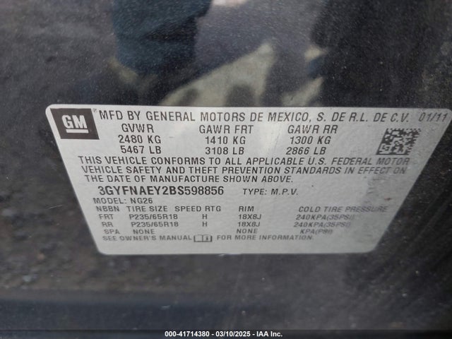 2011 CADILLAC SRX 3GYFNAEY2BS598856 Photo 8