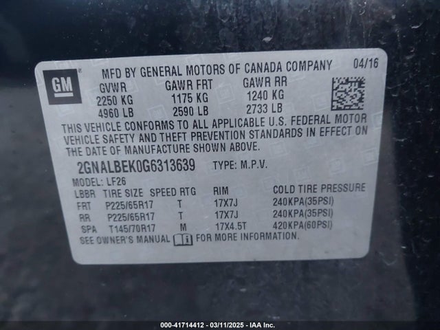 Chevrolet EQUINOX LS 2016 2GNALBEK0G6313639 Image 9