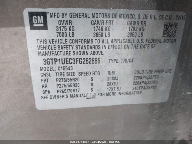 3GTP1UEC3FG282886 GMC Sierra 1500 Sle
