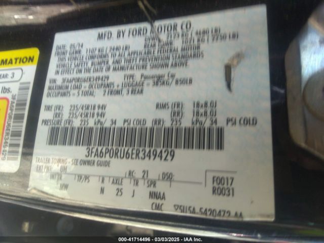 3FA6P0RU6ER349429 Ford Fusion Hybrid Titanium