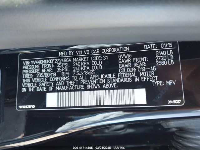 YV440MDK0F2724964 Volvo Xc60 T5 Premier