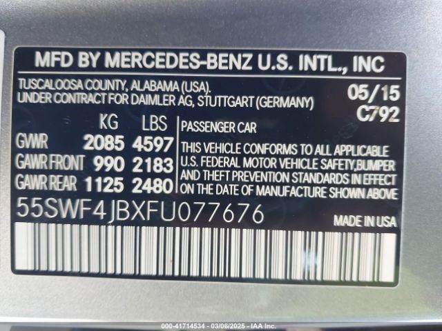 55SWF4JBXFU077676 Mercedes-Benz C 300 Luxury/sport