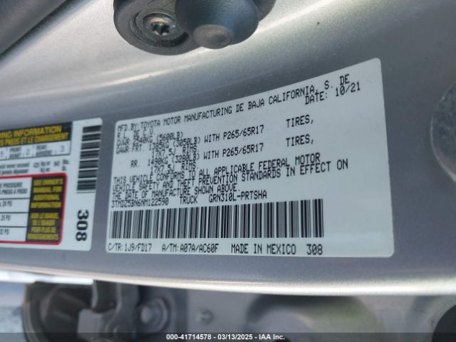 3TMDZ5BN6NM122590 Toyota Tacoma Trd Sport