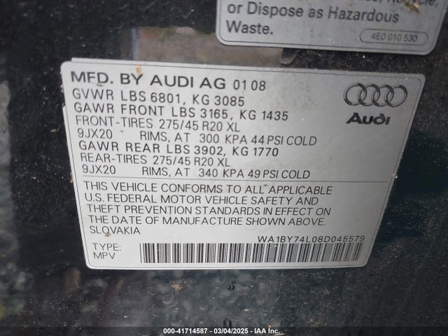 2008 AUDI Q7 WA1BY74L08D045579 Photo 8