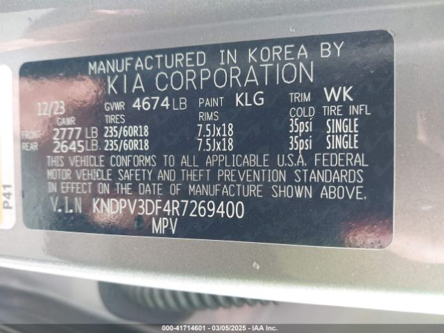 KNDPV3DF4R7269400 KIA Sportage Ex