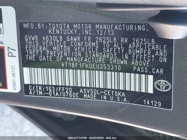 4T1BF1FK0EU353310 Toyota CAMRY SE