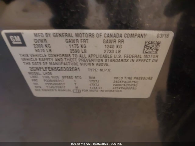 2GNFLFEK6G6302691 Chevrolet EQUINOX LT