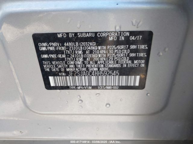 JF2SJAGC4HH592545 Subaru Forester 2.5i Premium