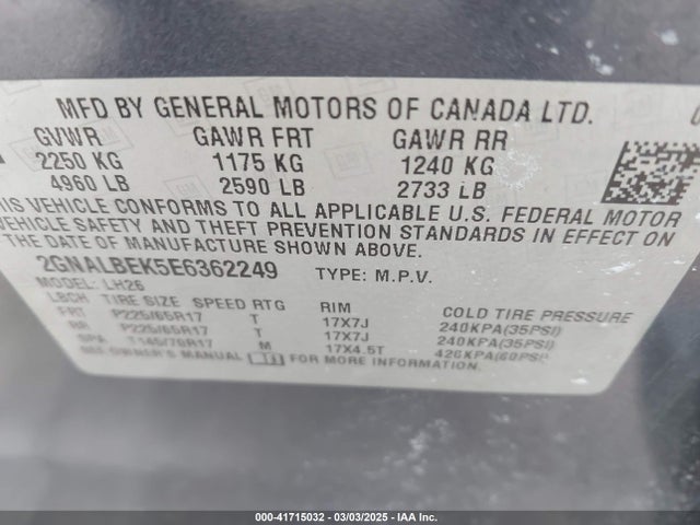 Chevrolet EQUINOX 1LT 2014 2GNALBEK5E6362249 Image 9