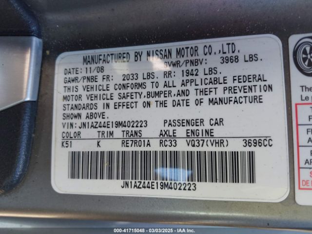 2009 NISSAN 370Z JN1AZ44E19M402223 Photo 8