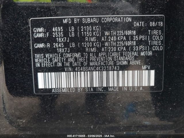 4S4BSANC4K3218743 Subaru Outback 2.5i Limited
