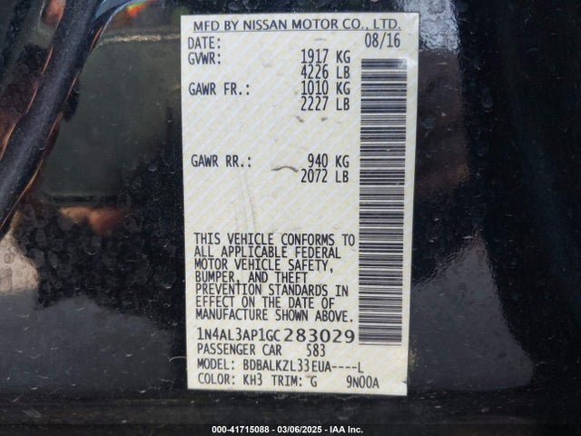 Nissan Altima 2.5 Sv 2016 1N4AL3AP1GC283029 Image 9