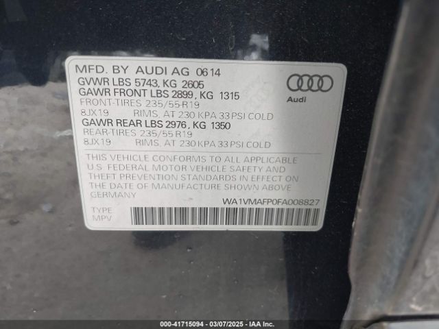 WA1VMAFP0FA008827 Audi Q5 3.0 Tdi Premium Plus