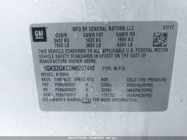 1GKS2GKC0HR207440 GMC Yukon Xl Slt