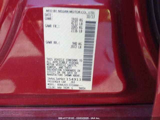 Nissan Altima 2.5 S 2014 1N4AL3AP6EC154913 Image 9