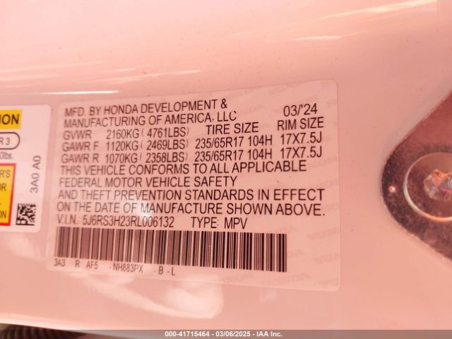5J6RS3H23RL006132 Honda Cr-v Lx 2wd