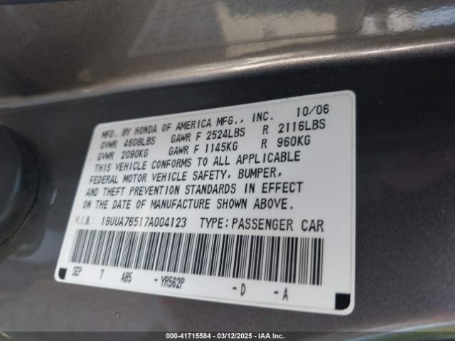 2007 ACURA TL 19UUA76517A004123 Photo 8