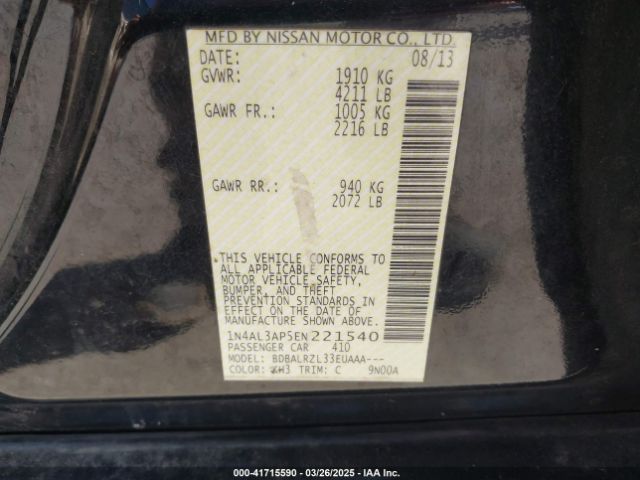 1N4AL3AP5EN221540 Nissan Altima 2.5 S