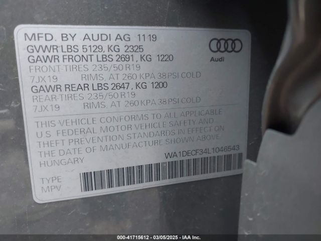WA1DECF34L1046543 Audi Q3 Premium 45 Tfsi S Line Quattro Tiptronic