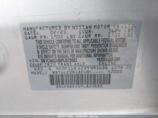 3N1CN8DV5PL823882 Nissan Versa 1.6 S Xtronic Cvt