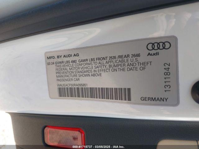 WAUEACF50RA095851 Audi A5 Sportback Prestige 45 Tfsi S Line Quattro S Tronic