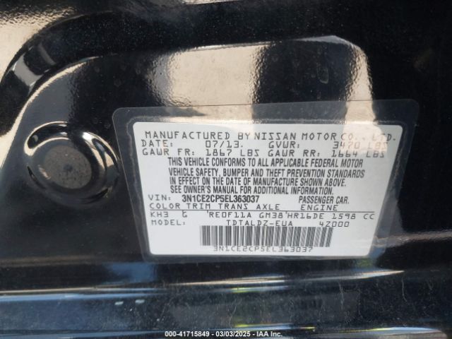 3N1CE2CP5EL363037 Nissan Versa Note Sv