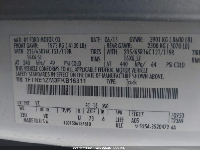1FTNE1ZM3FKB16311 Ford Transit-150