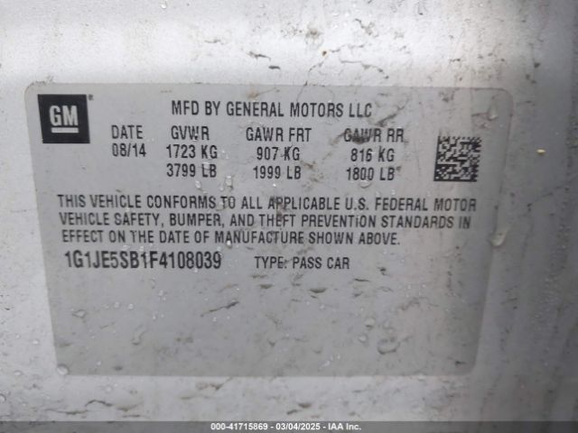 1G1JE5SB1F4108039 Chevrolet Sonic Ltz Auto