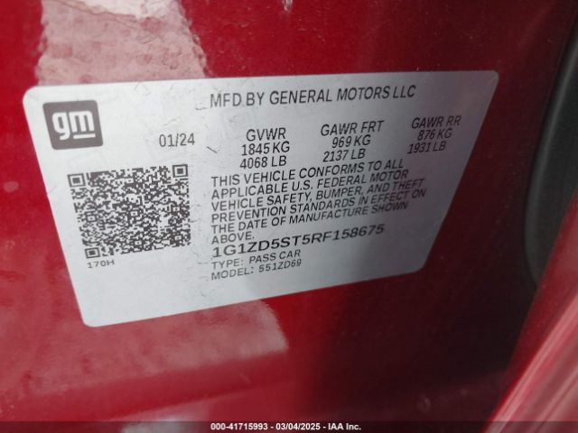 1G1ZD5ST5RF158675 Chevrolet Malibu Fwd 1lt