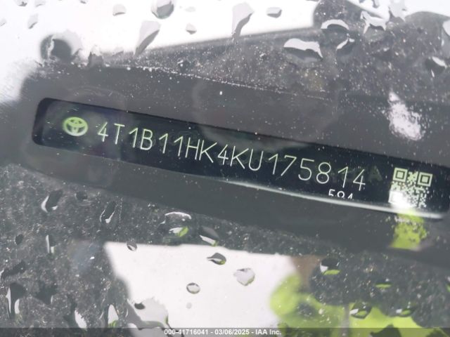4T1B11HK4KU175814 Toyota CAMRY SE