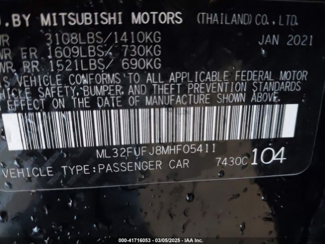 ML32FUFJ8MHF05411 Mitsubishi Mirage G4 Carbonite Edition/es/le