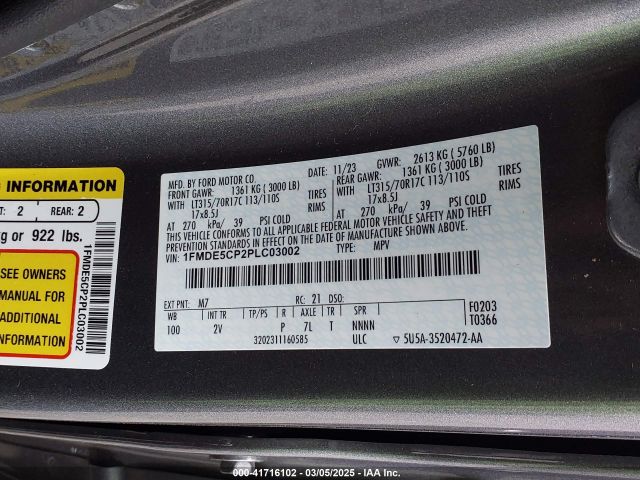 1FMDE5CP2PLC03002 Ford Bronco Outer Banks