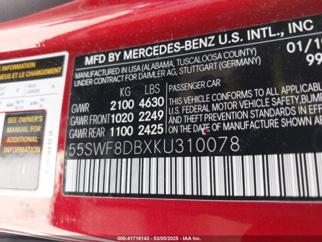 55SWF8DBXKU310078 Mercedes-Benz C 300