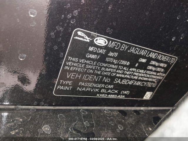 SAJBD4FX4KCY79210 Jaguar Xf 25t Premium