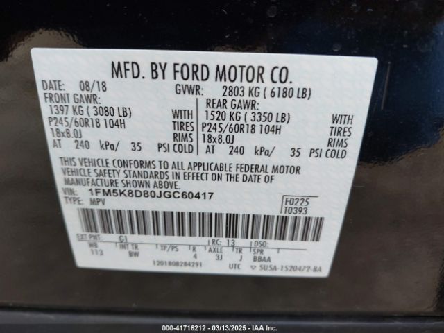 2018 FORD EXPLORER 1FM5K8D80JGC60417 Photo 8