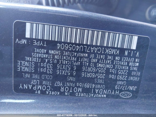 Hyundai mpi nu 2020 KM8K1CAA7LU405604 Image 9