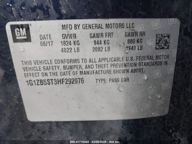 Chevrolet MALIBU LS 2017 1G1ZB5ST3HF292976 Image 9