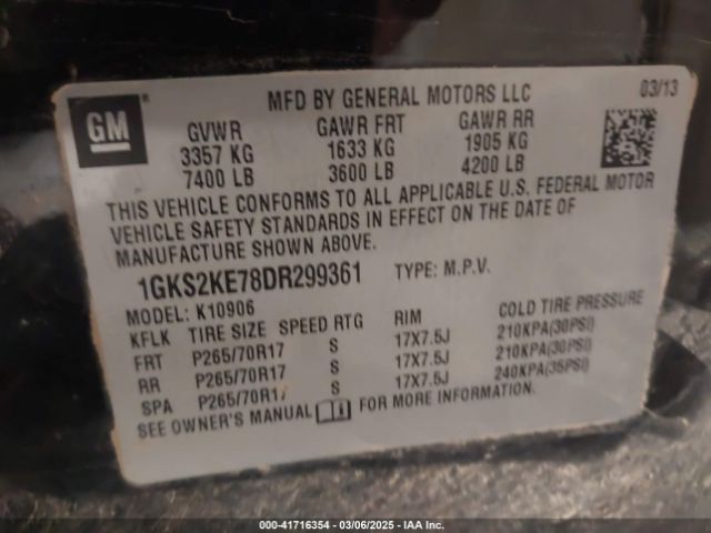 2013 GMC YUKON XL 1500 1GKS2KE78DR299361 Photo 8
