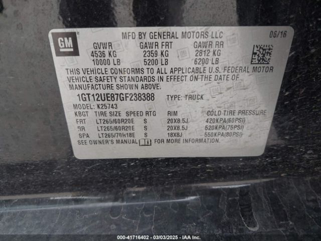 1GT12UE87GF238388 GMC Sierra 2500hd Denali