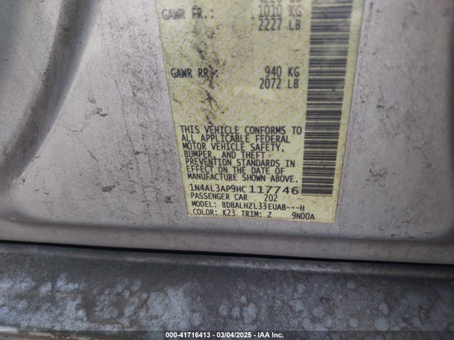 1N4AL3AP9HC117746 Nissan Altima 2.5 Sr