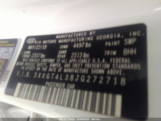 5XXGT4L38JG272718 KIA Optima Lx