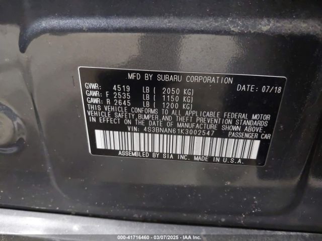 4S3BNAN61K3002547 Subaru Legacy 2.5i Limited